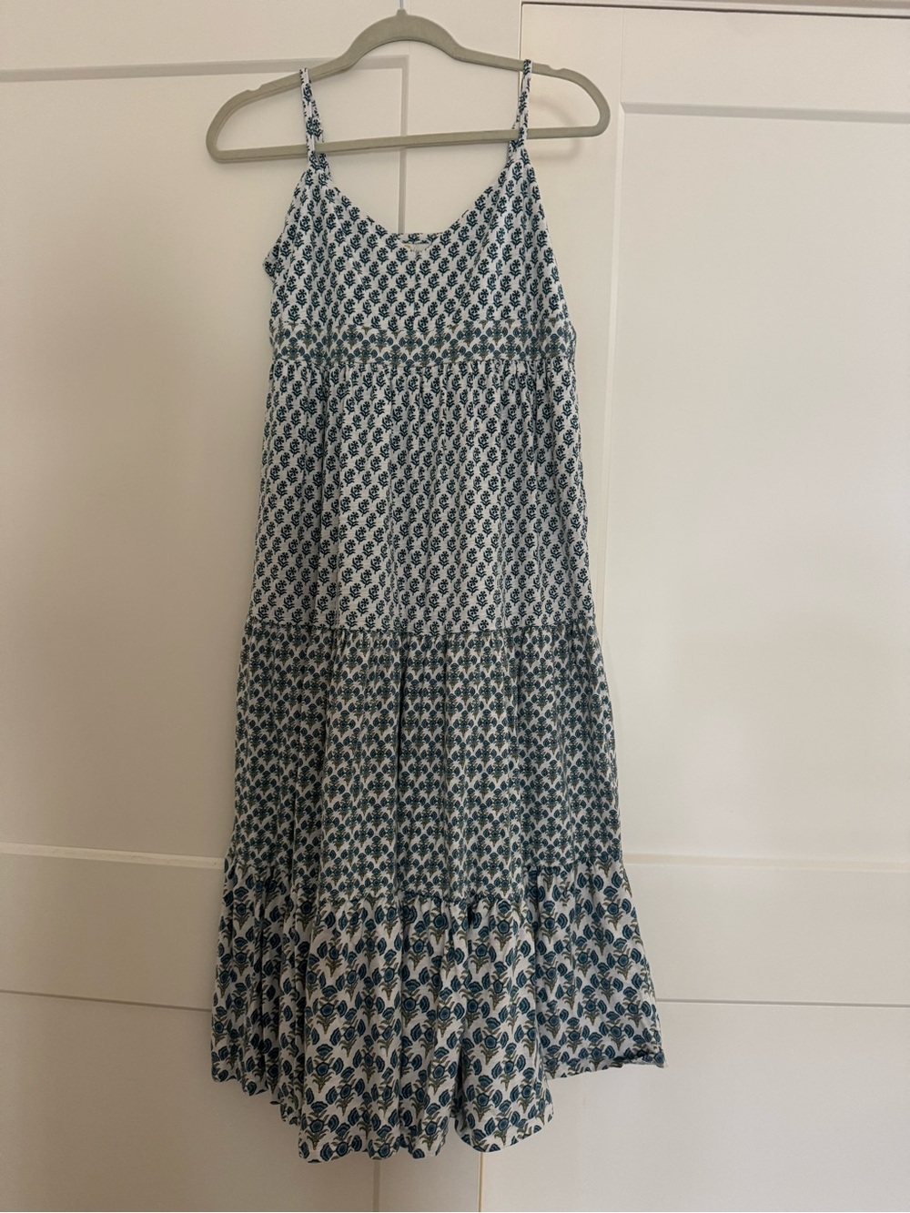 Boden Blue and White Spaghetti-Strap Maxi Dress
